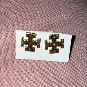 Tory Burch Gold Logo Stud Earrings